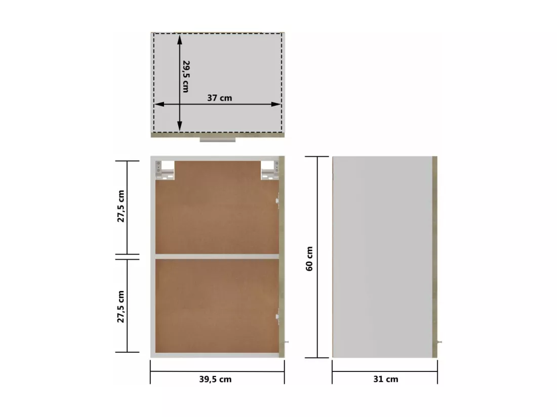 Armoire suspendue Chêne sonoma 39,5x31x60 cm Bois d'ingénierie
