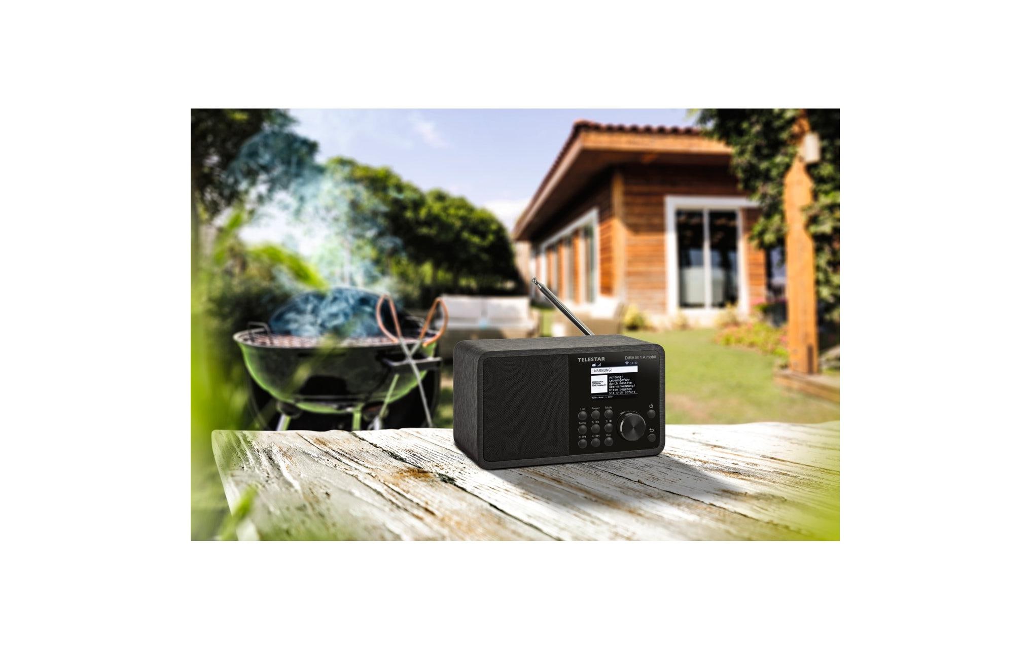 Internet Radio DIRA M 1 A mobil Schwarz<br>Kompaktes, akkubetriebenes Mono-Multifunktionsradio