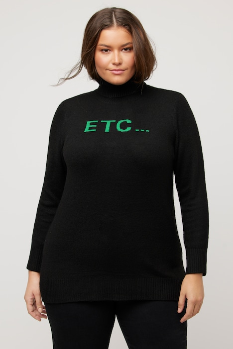 Pullover, Schriftmotiv, Rollkragen, Langarm