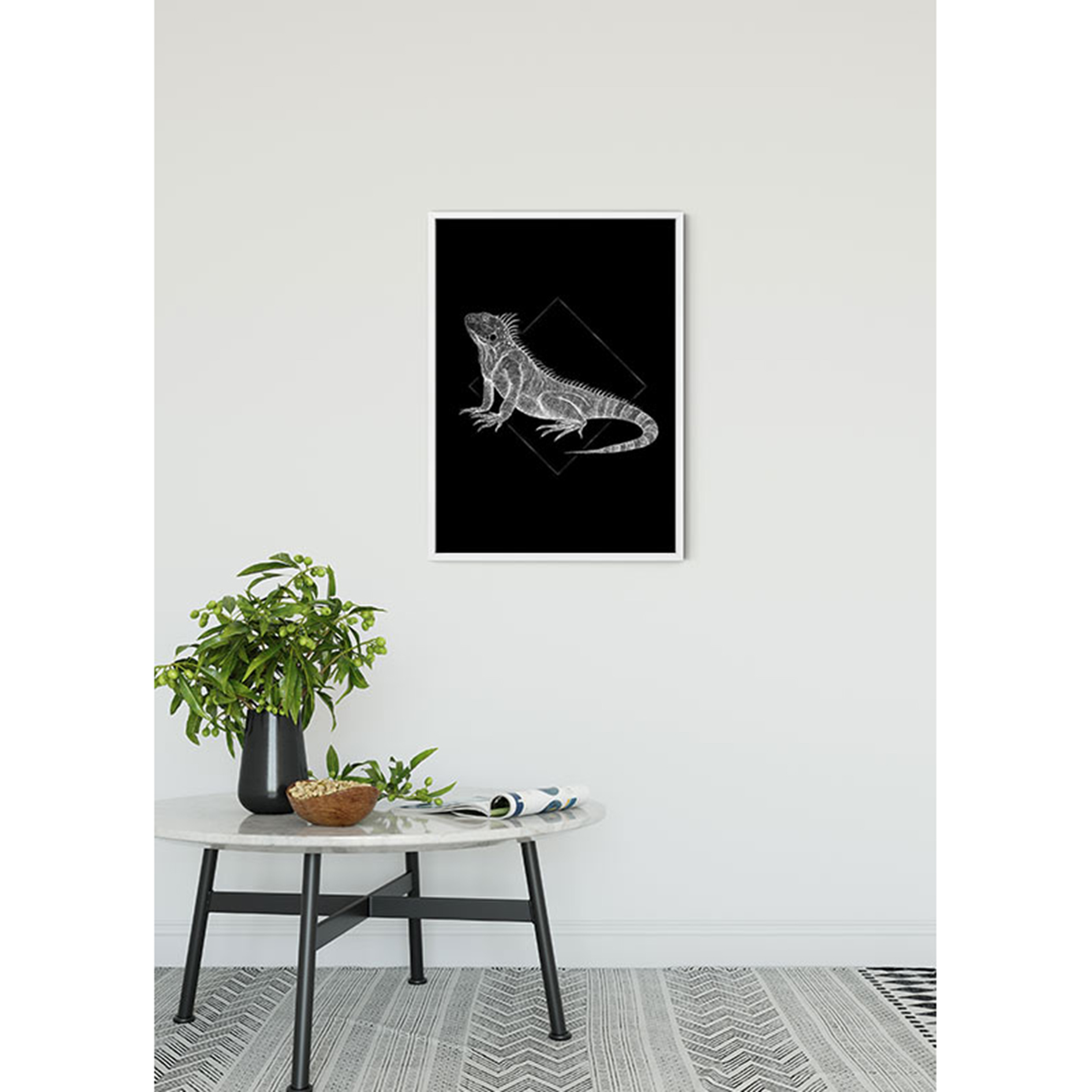 Wandbild IGUANA BLACK - schwarz-weiß - 50x70 cm