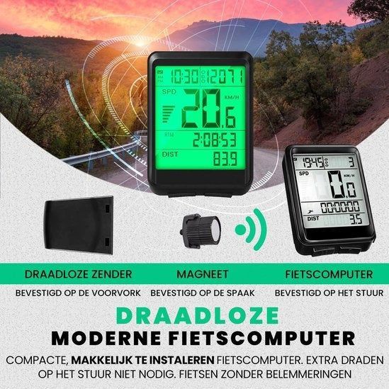 Strex - Draadloze Fietscomputer - Waterdicht - Eenvoudig te Monteren