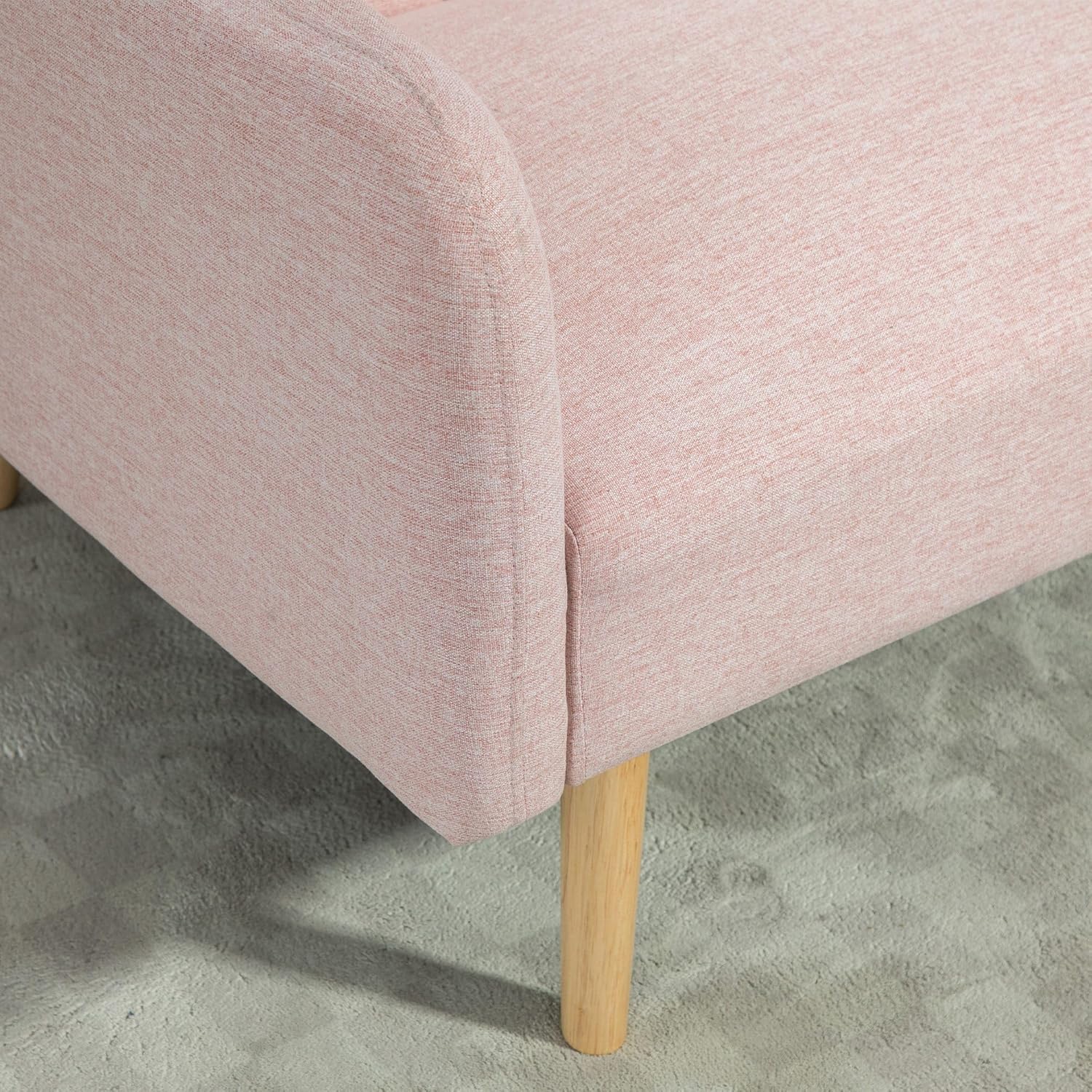 HOMCOM 2-Sitzer-Convertible-Sofa Skandinavisches Design Rückenlehne verstellbar 3 Positionen Füße Holz Stoff Leinenoptik Rosa