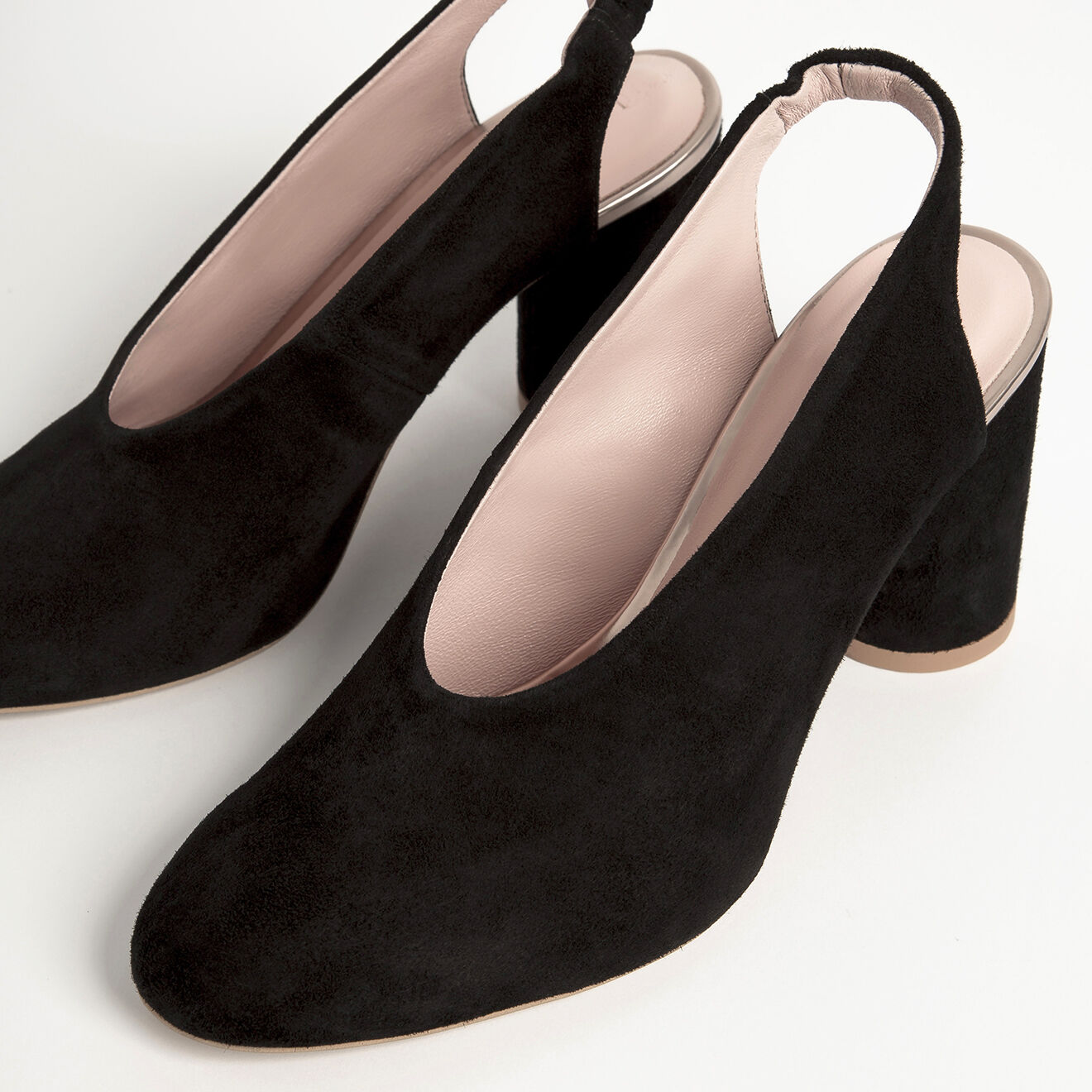 L37 Slingback en Velours de Cuir First Class noirs - Talon 8.5 cm