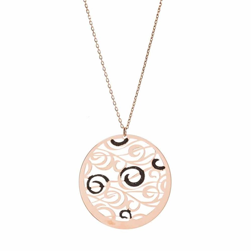 Collier Argent Tourbillons Scintillants Rose