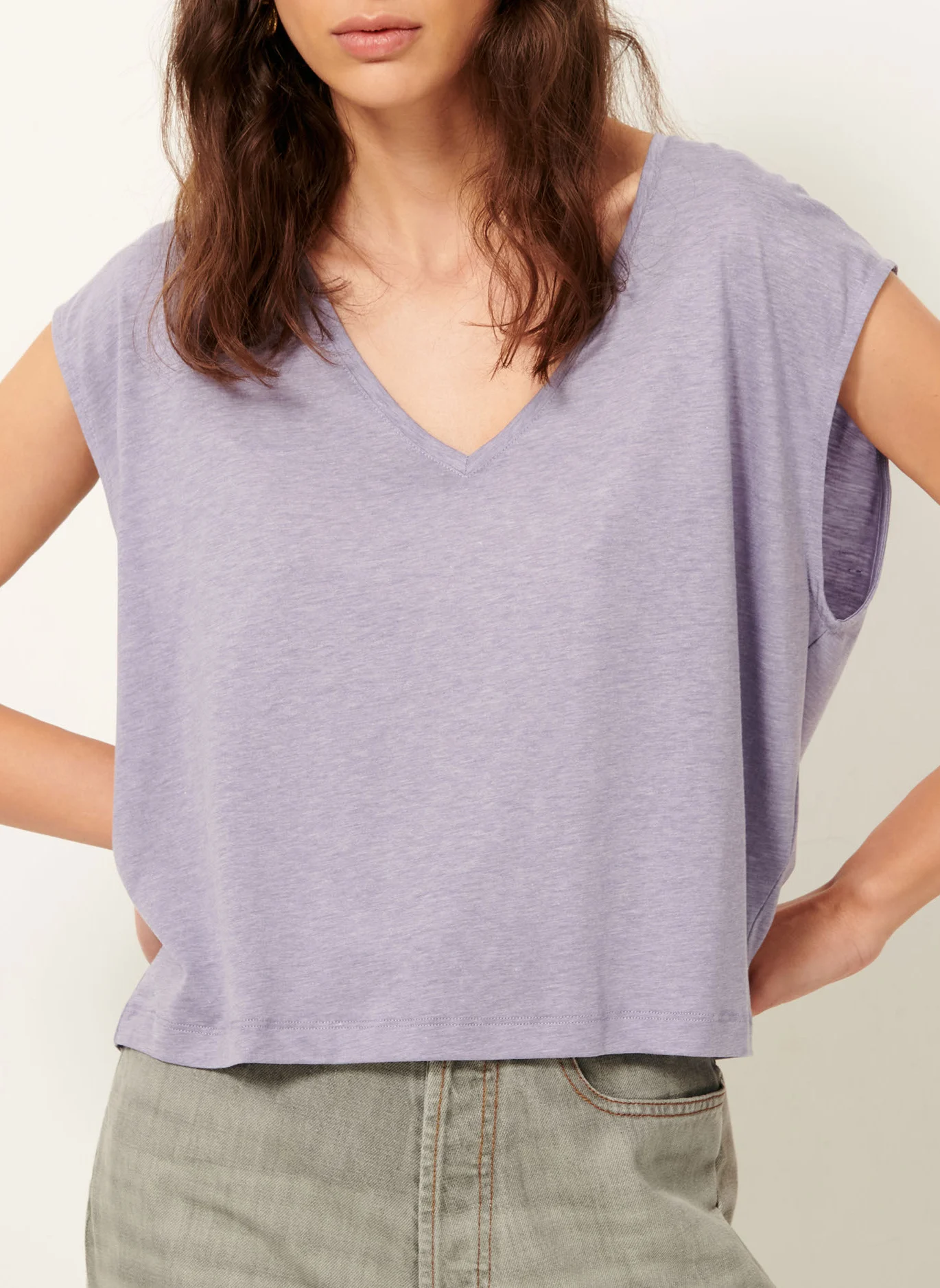 THE V - Tee-shirt col V ample | Violet