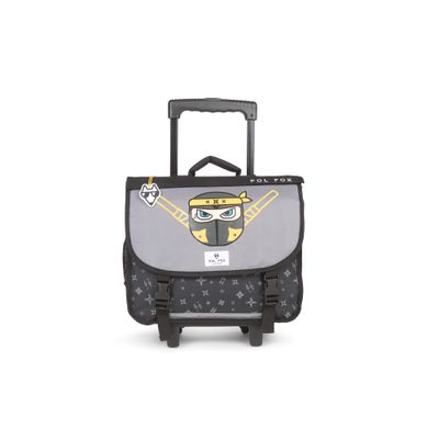Cartable réversible à roulettes Ninja - 38 cm - 2 compartiments - gris - Pol Fox