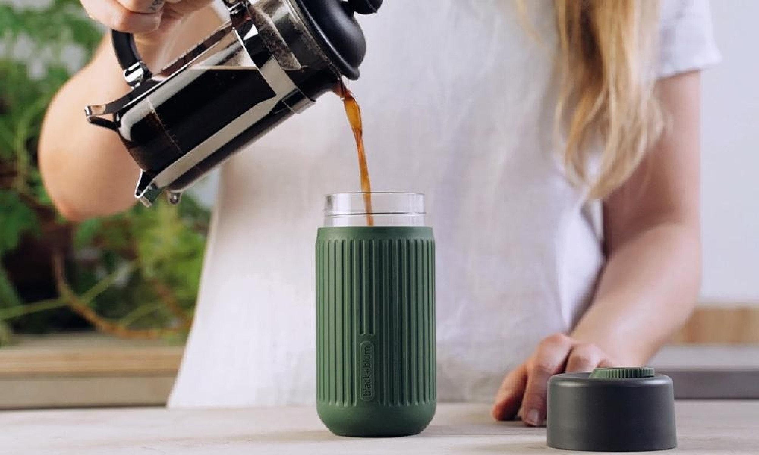 Black   Blum Glas-Reisebecher Black Blum 340ml Olive