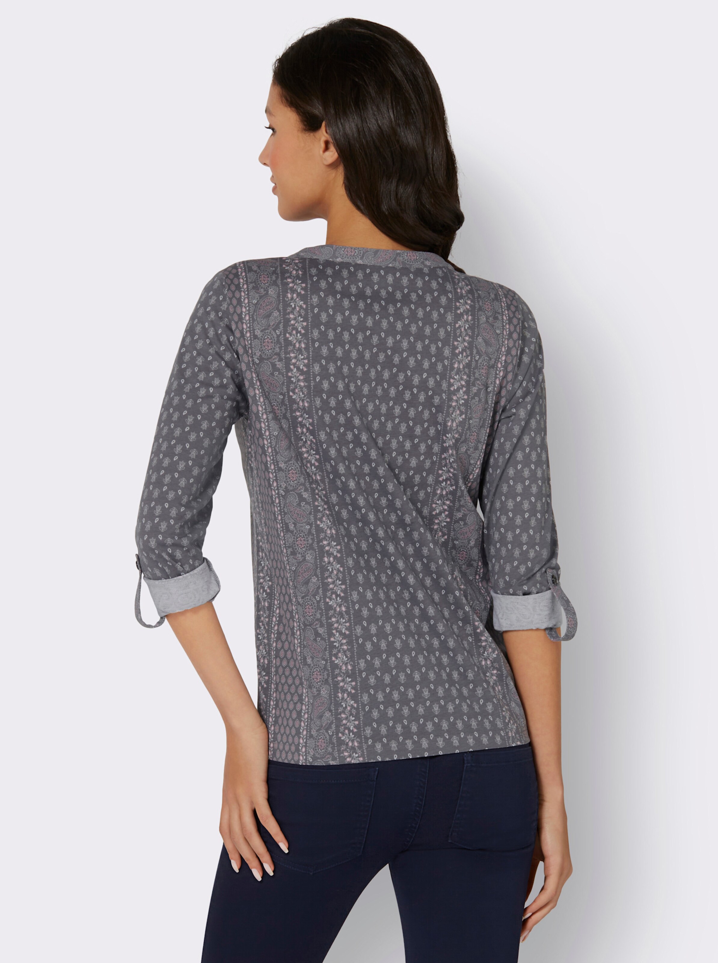Langarmshirt mit krempelbaren Ärmeln
