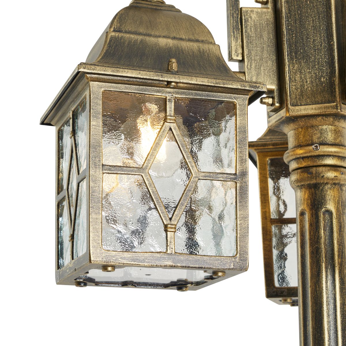Klassieke buiten lantaarn antiek goud met helder glas 198cm IP44 - London