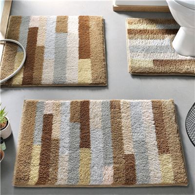 Tapis de bain carré et tapis de bain rectangulaire rayés multicolores -1800 g/m²