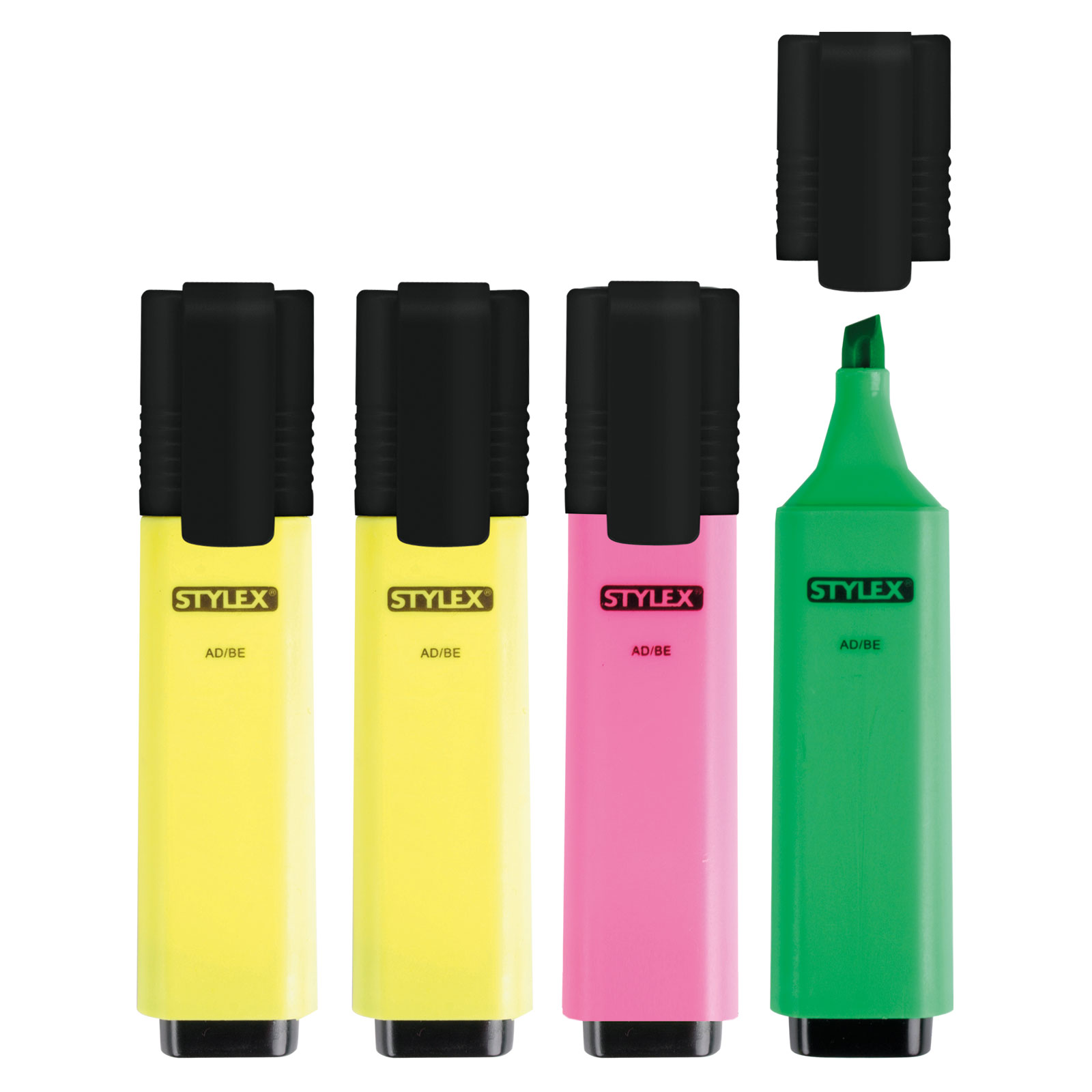 4er Textmarker-Set - verschiedene Farben - mit Clip