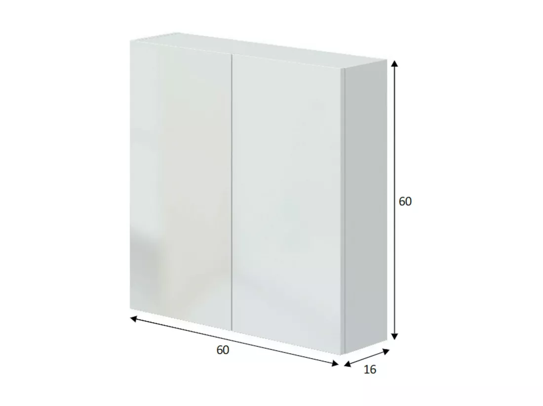 Armoire murale Dzaz, Armoire suspendue, Etagère murale, Armoire auxiliaire multifonctionnelle, 60x16 h60 cm, Blanc brillant