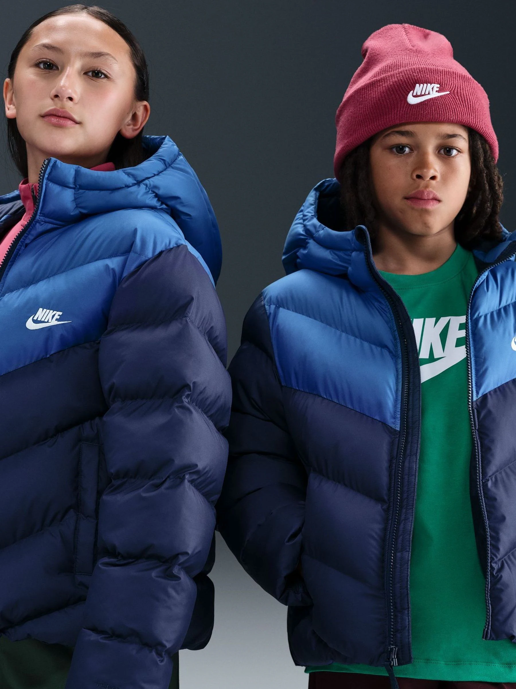 Marineblauw - Nike - Gewatteerd jack met kleurvlakken