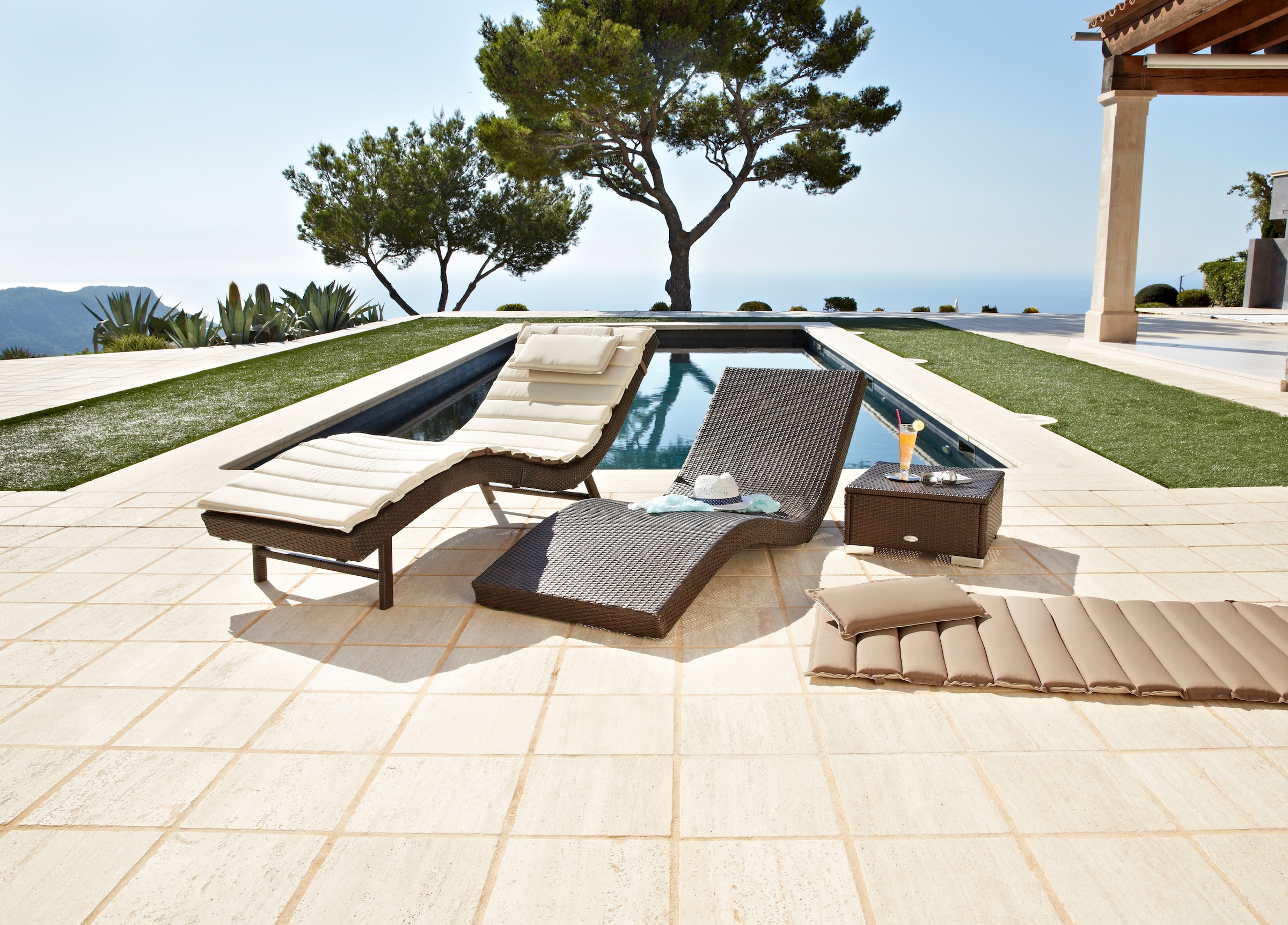 MERXX Gartenliege »Piacenza« Polyrattan, braun, inkl. Wendeauflage