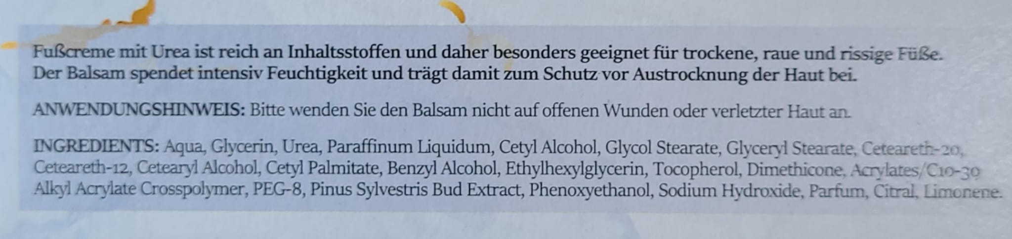 Fusscreme mit Urea Tube 45ml