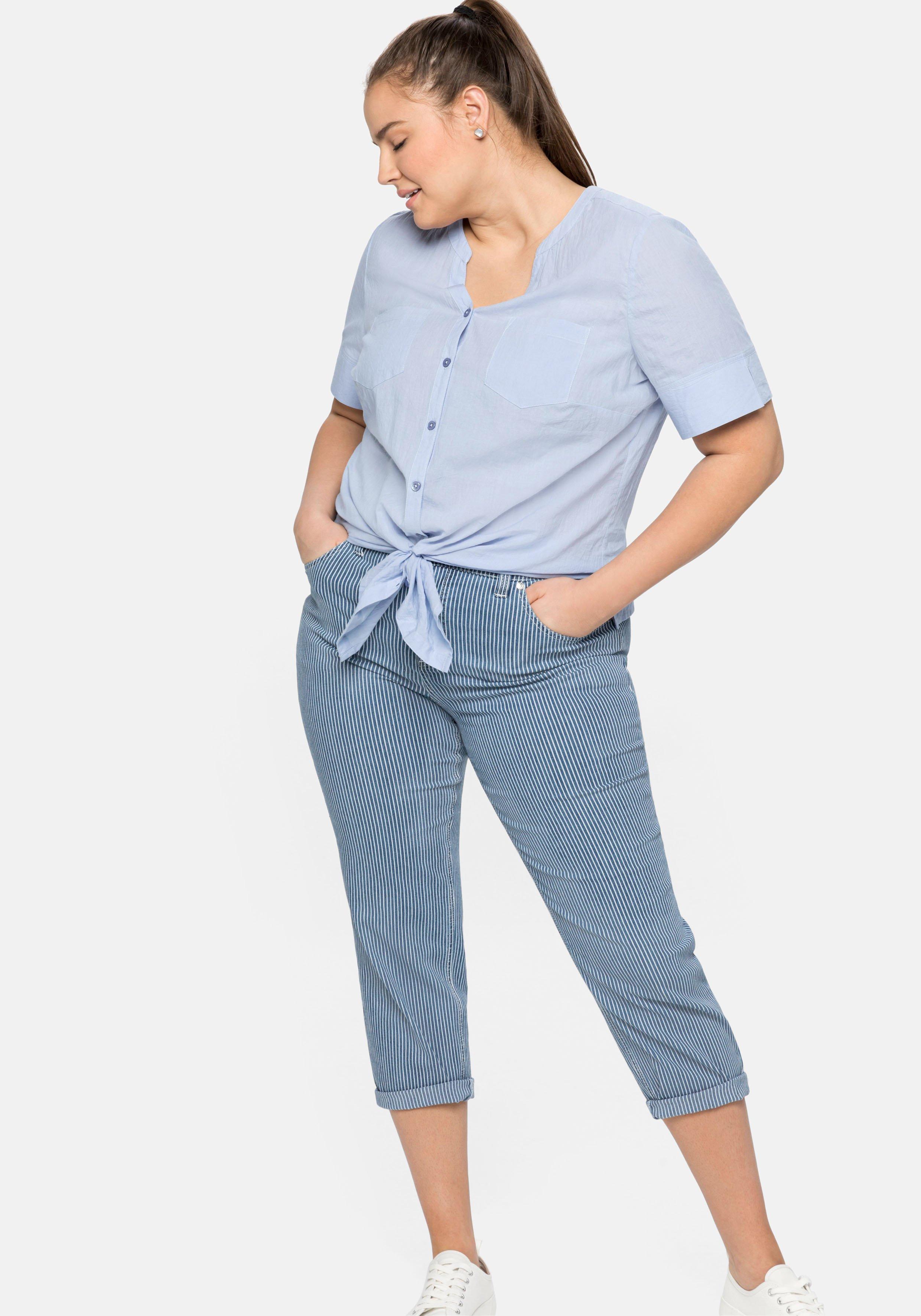 7/8-Jeans mit Allover-Streifen, in 5-Pocket-Form