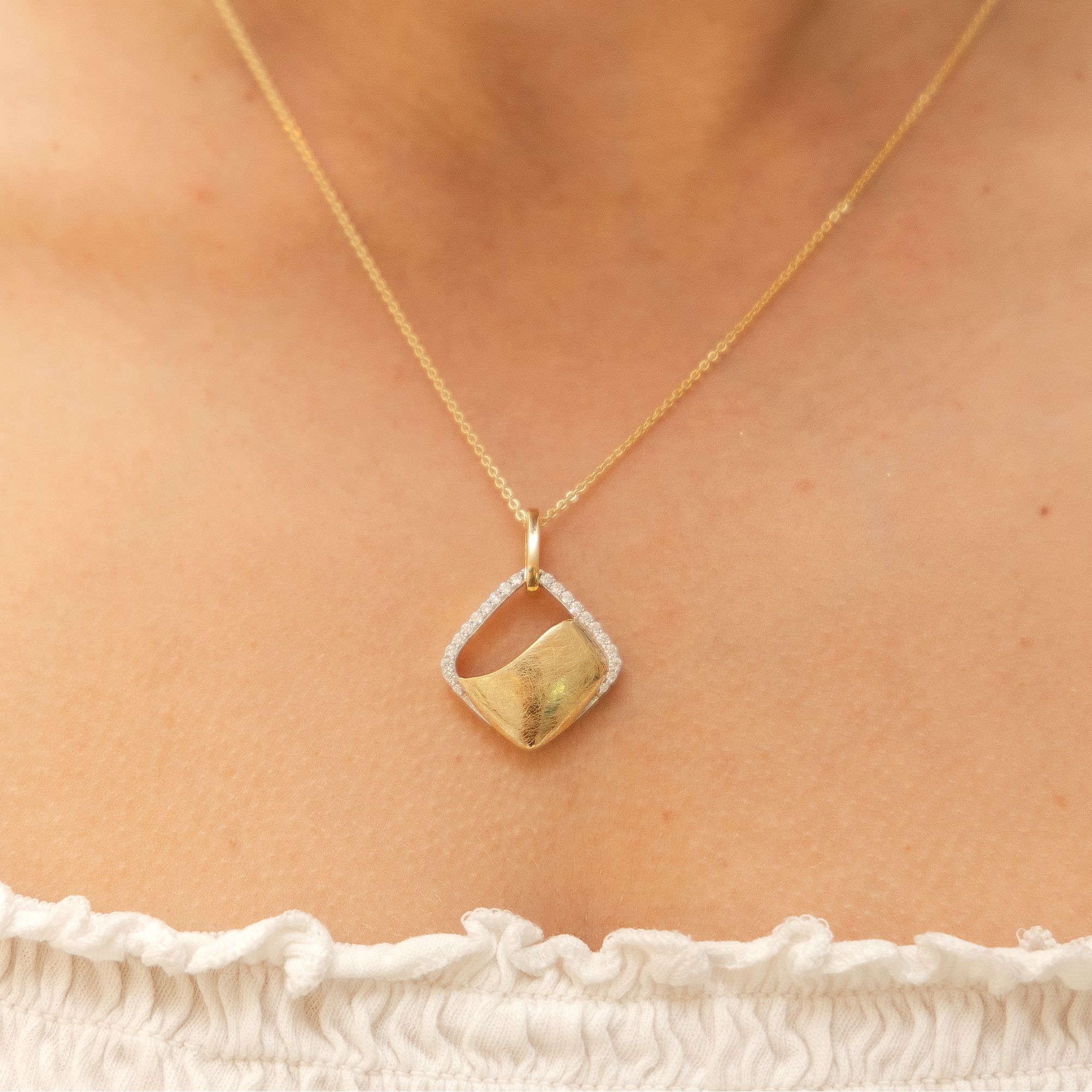 Fascination by Ellen K. Halskette 585 Gold glanz/matt mit Zirkonia weiß