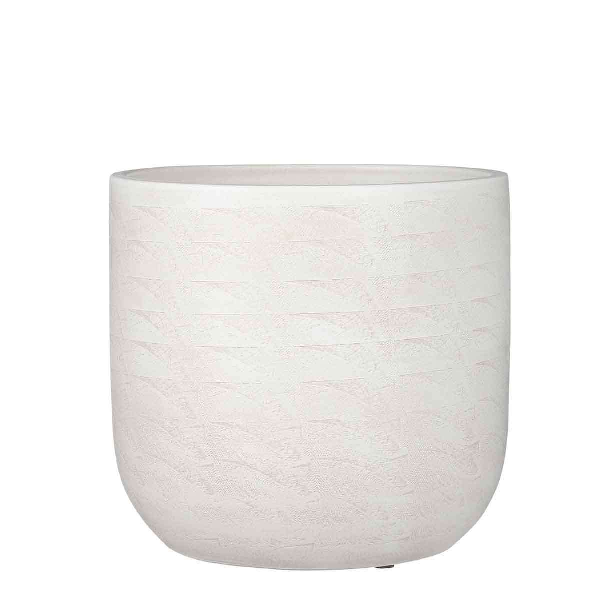 Mica decorations pot de fleur nora - 25x25x24 cm - terre cuite - blanc