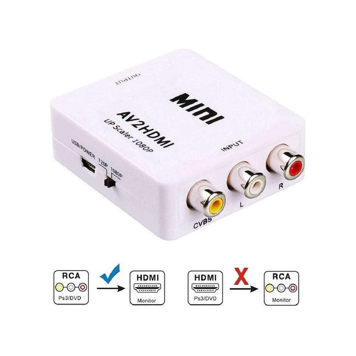 NÖRDIC Composite Video av HDMI-adapteren 3xrca og CVBS Converter 1080p i 60hz Pal og NTSC