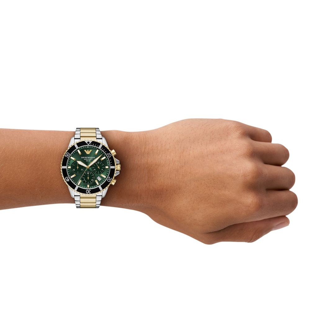 Emporio Armani Diver Sea Explorer Solar Chronograph Bicolor / Grün