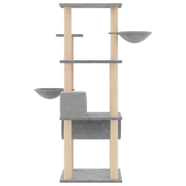 vidaXL Kattetre med klorestolper i sisal lysegrå 141 cm