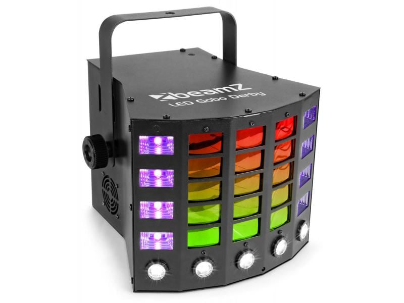 BeamZ Lichteffekt Gobo Derby 3-in-1 Lichteffekt mit Derby-Effekt, UV und Stroboskop