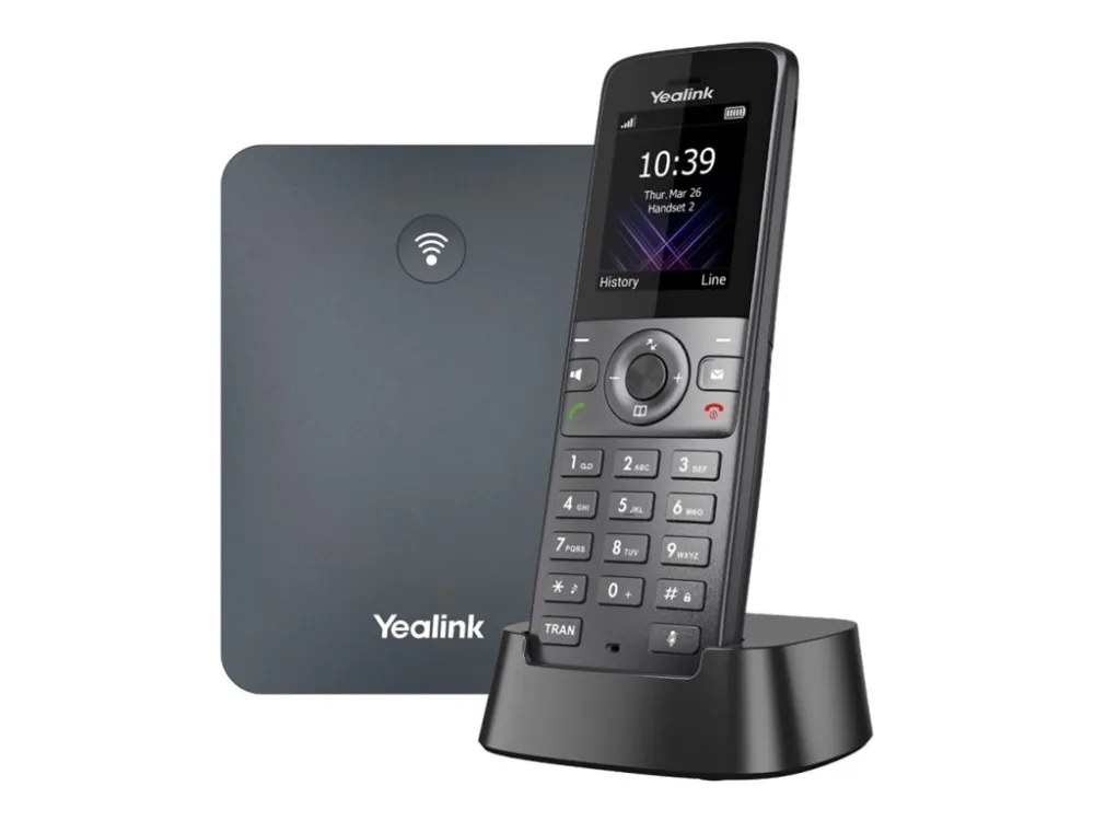 Yealink W74P - Ledningsfri VoIP telefon - med Bluetooth interface med opkalds-ID/opkald venter - DECT - 3-vejs opkaldskapacitet - SIP, SIP v2, VQ-RTCPXR, RTCP-XR - space grey, klassisk grå