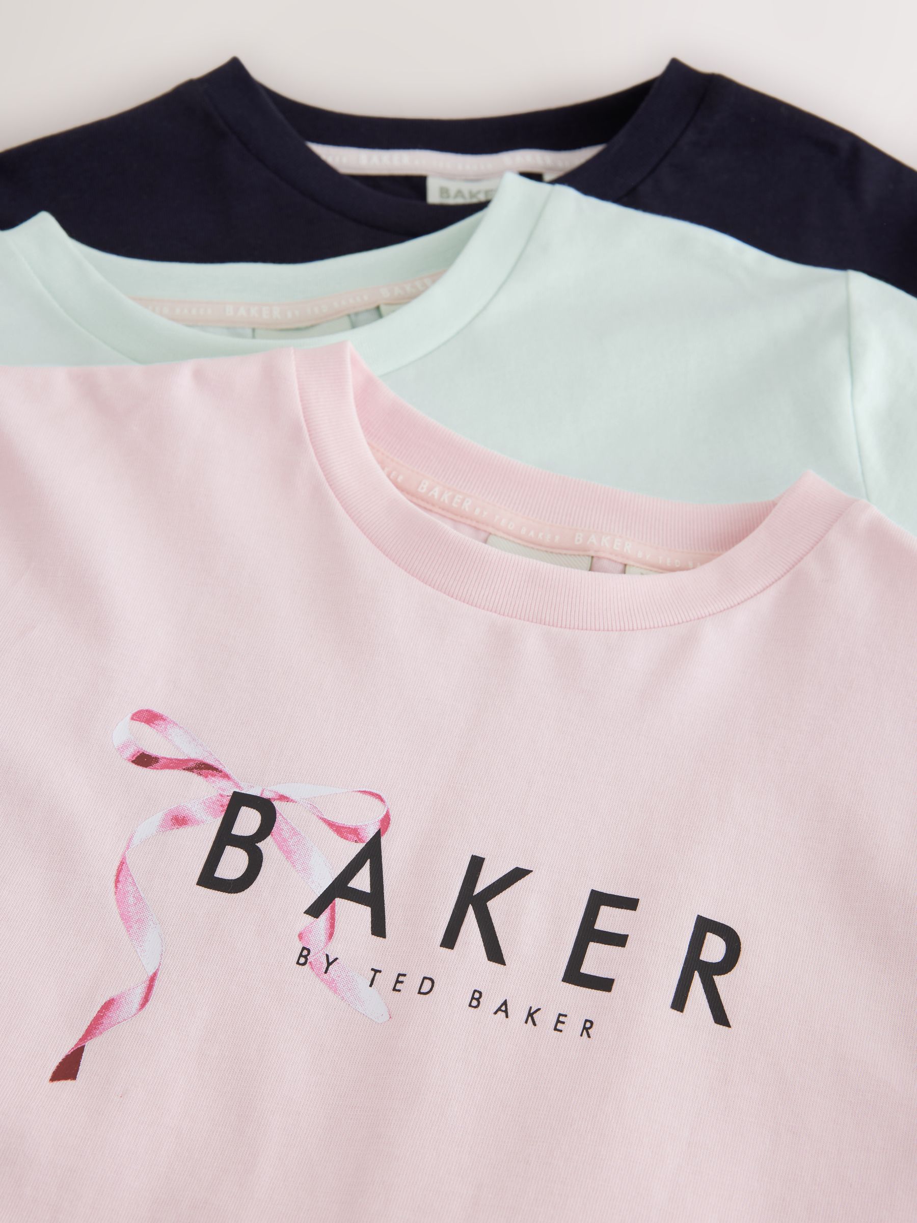 Baker by Ted Baker T-shirts met grafische print en ruches, lange mouwen, verpakking van 3