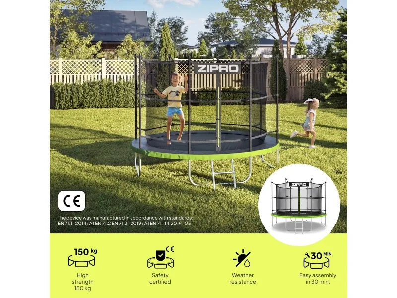 Zipro Trampolin med net og stige Ø312cm   pose til sko
