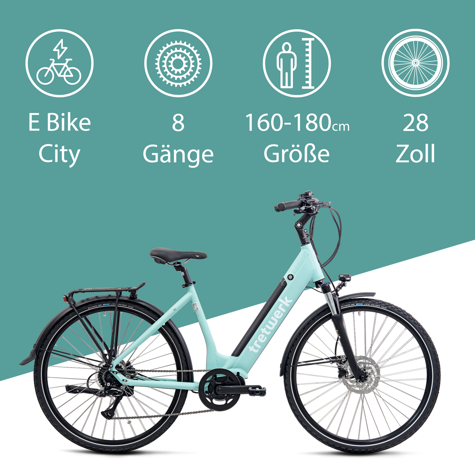 Tretwerk Amber E Bike Damen 28 Zoll Elektrofahrrad 160 - 180 cm Hollandrad