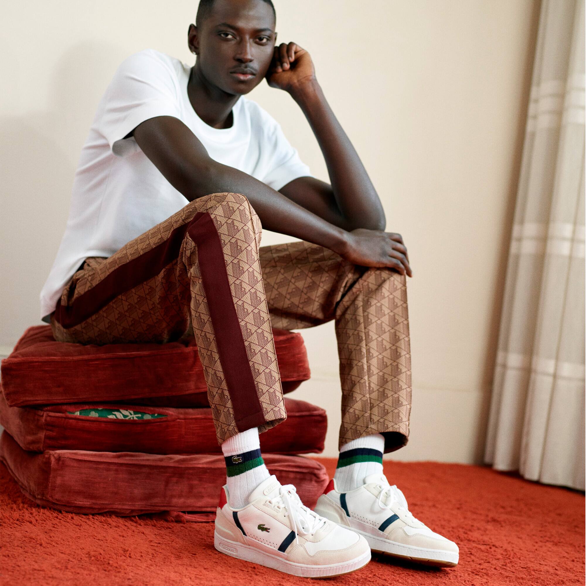 Sneakers T-Clip homme tricolores en cuir et daim Sneakers - Blanc - Lacoste - Homme