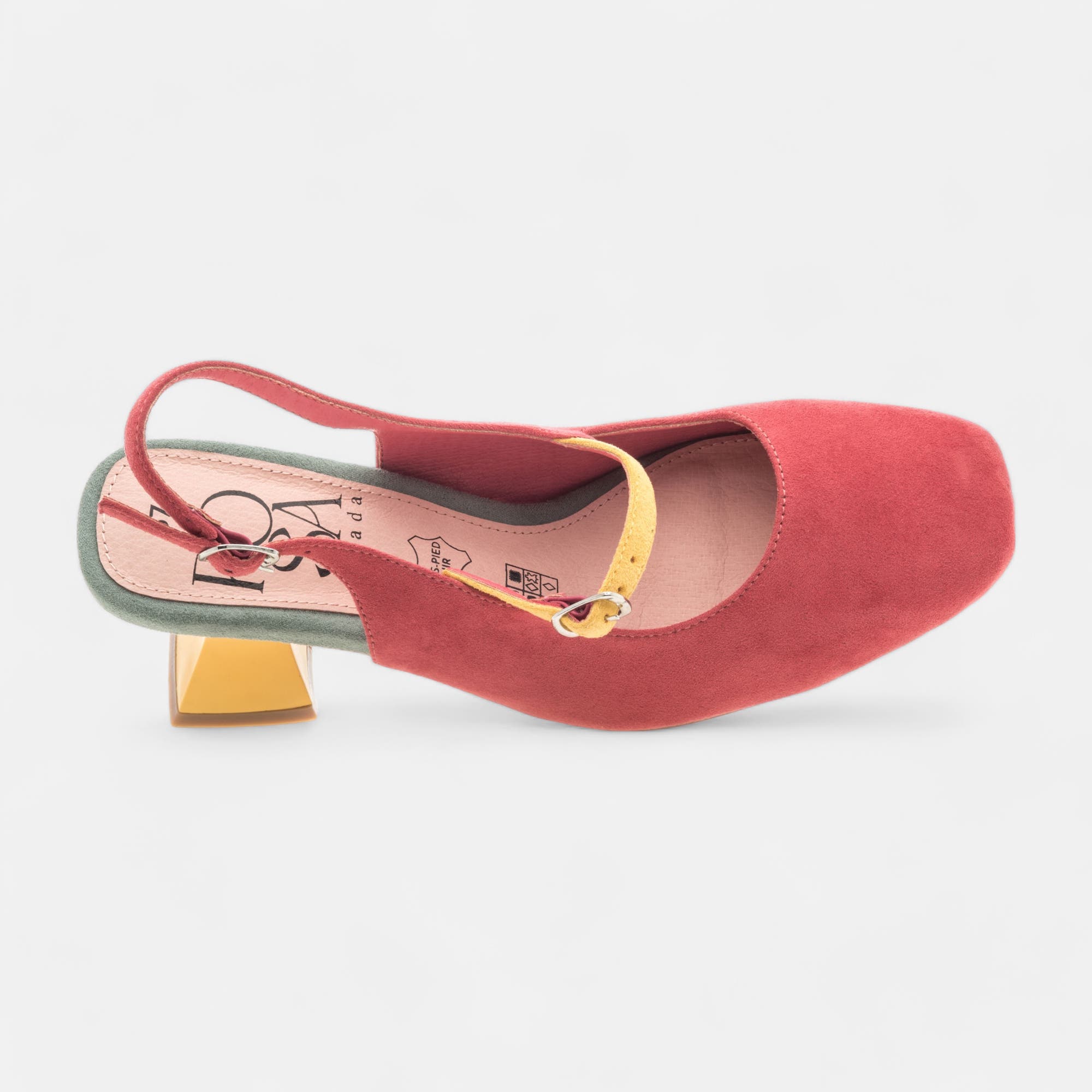 Escarpins avec bride arrière à talon Femme corail