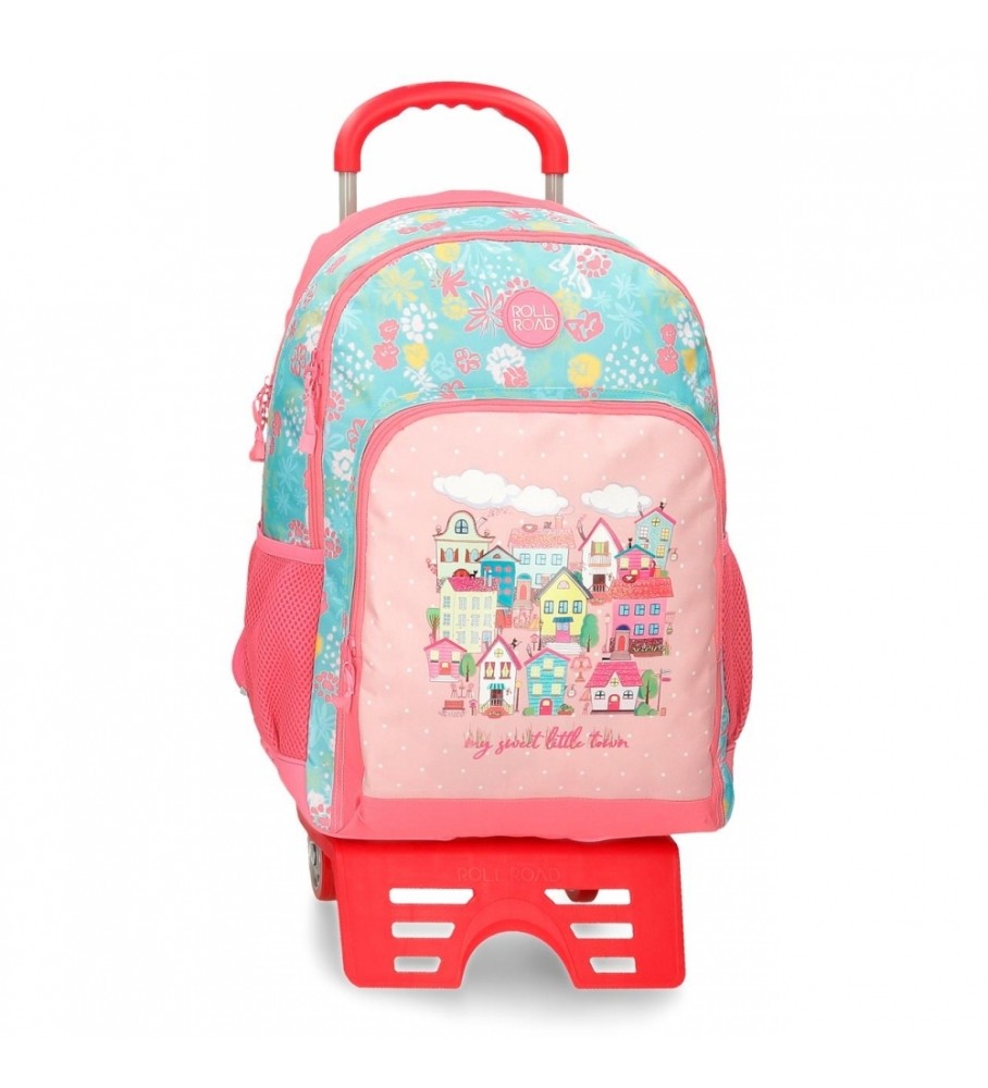 Roll Road Mochila Escolar Roll Road My little Town Dos Compartimentos con carro rosa