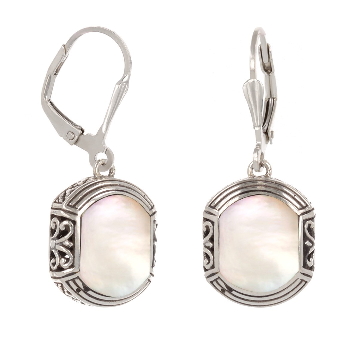 Boucles d'Oreille Ethniques Nacre Blanche & Argent 925 | Style Unique - Aden