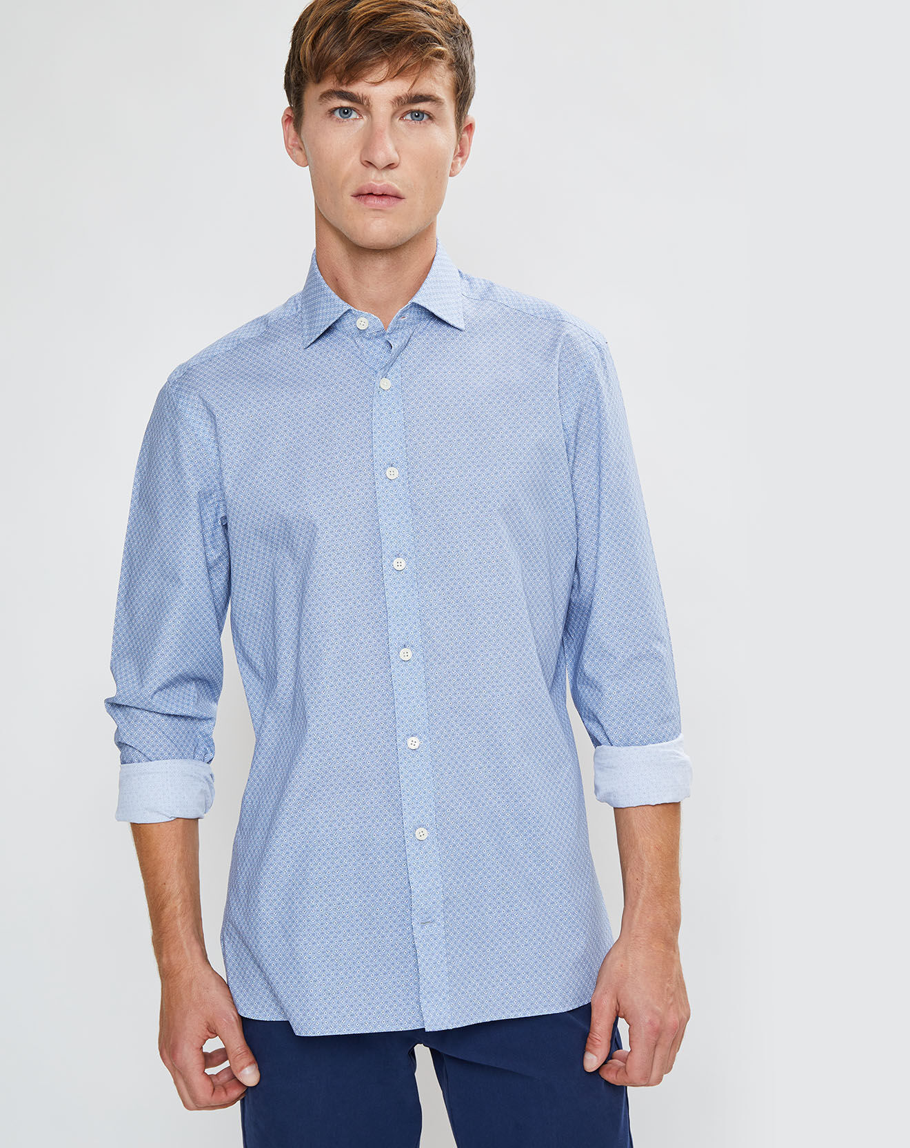 Hackett London Chemise Slim Fit imprimée Color bleu ciel