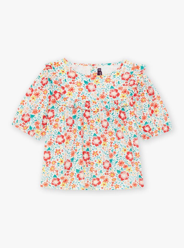 Blouse écrue à fleurs
