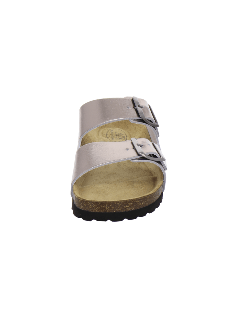 Pantoletten Damen Zweischnaller metallic