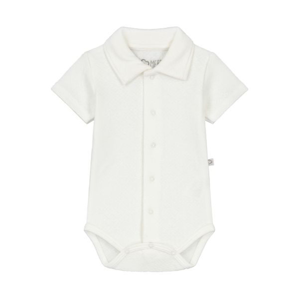 Mats & Merthe Noah Romper Met Kraag Korte Mouw Off White 1 Mnd