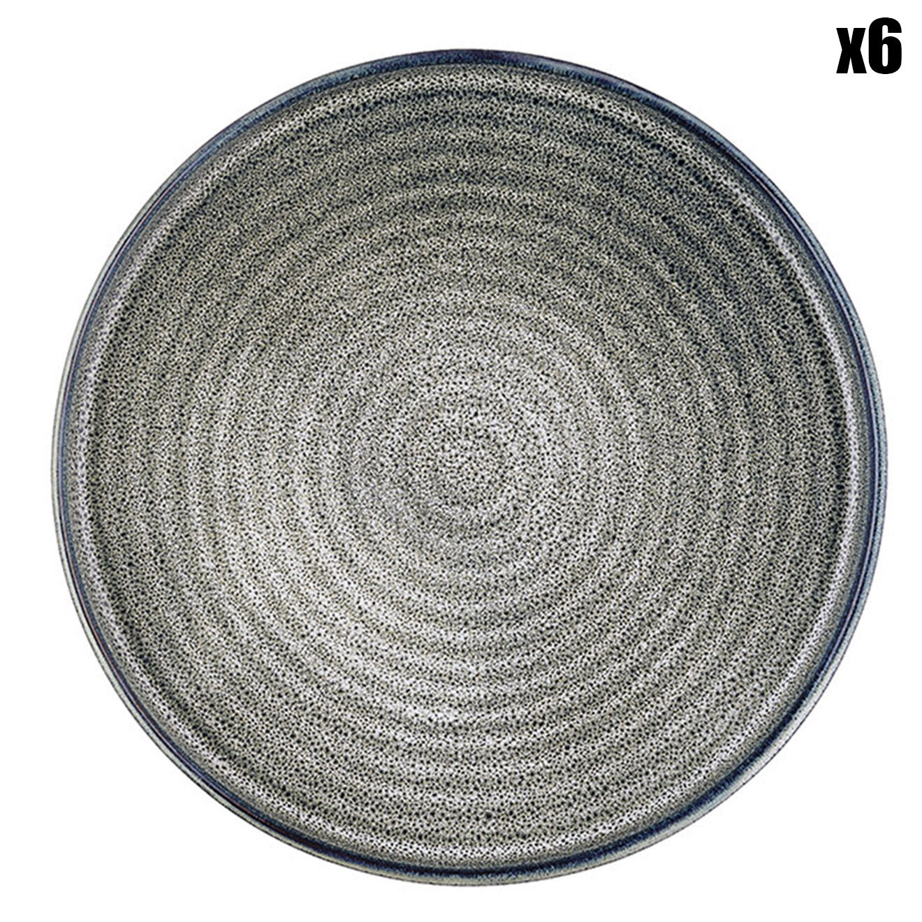 Bjorn 6 Assiettes en Grès dessert Zen gris/bleu - D.22 cm