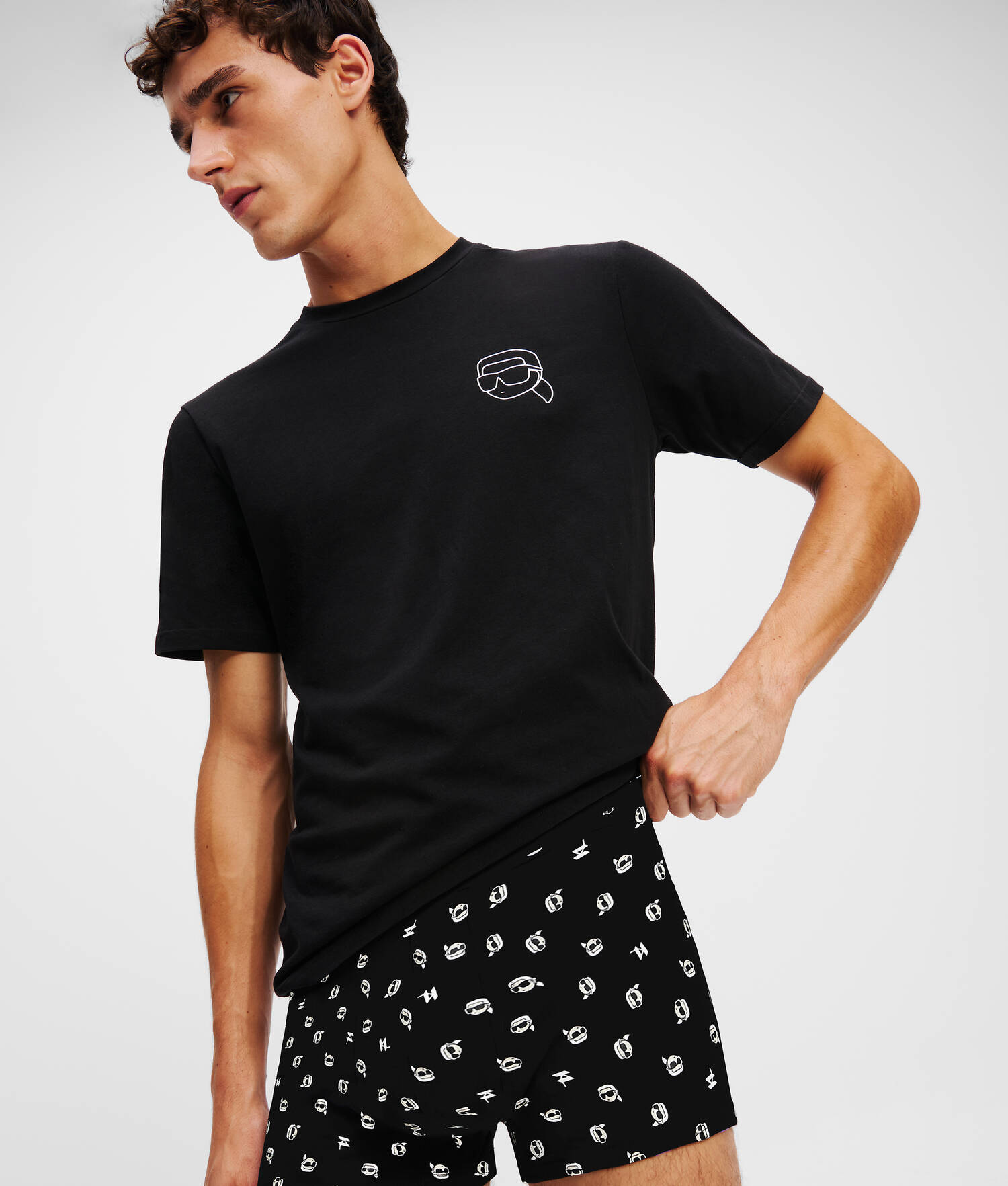 COFFRET CADEAU T-SHIRT ET CALEÇON IKON - Mini motif all over noir
