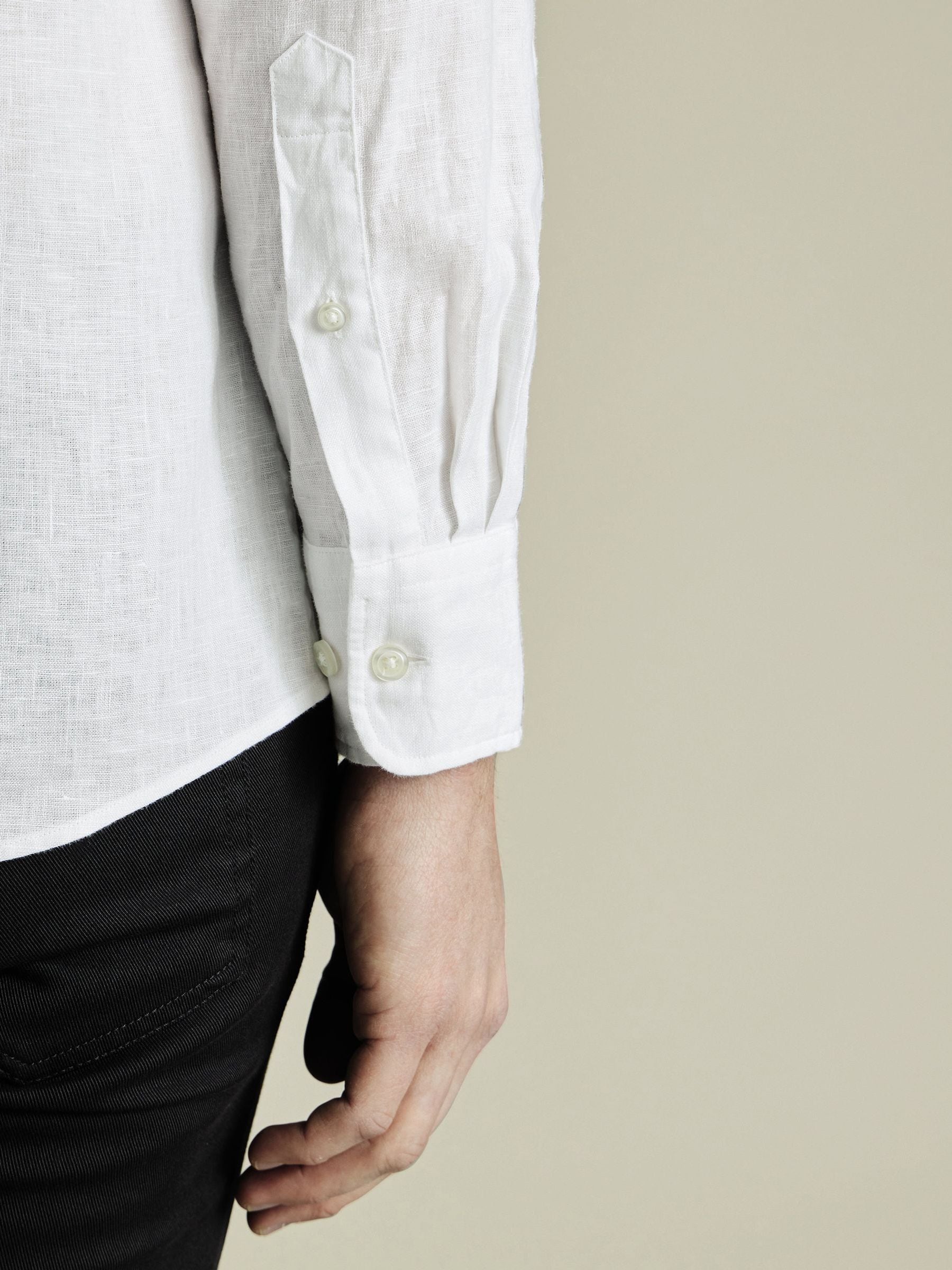 Wit - Charles Tyrwhitt Slim Fit Plain Button Down Pure 100% Linen Shirt