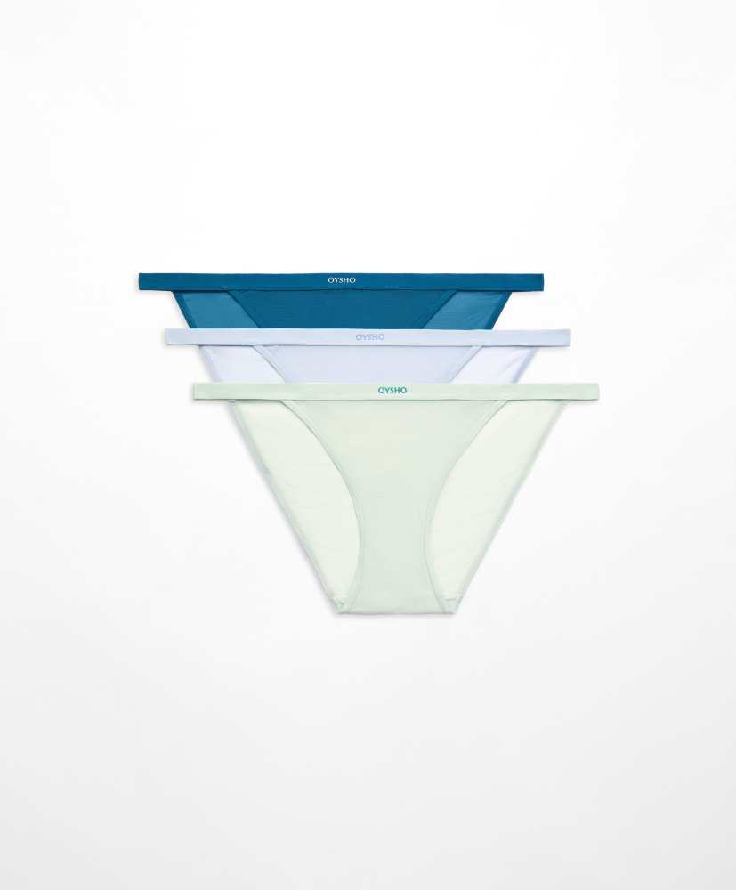 Conjunto de 3 calcinhas clássicas com acabamento em tule