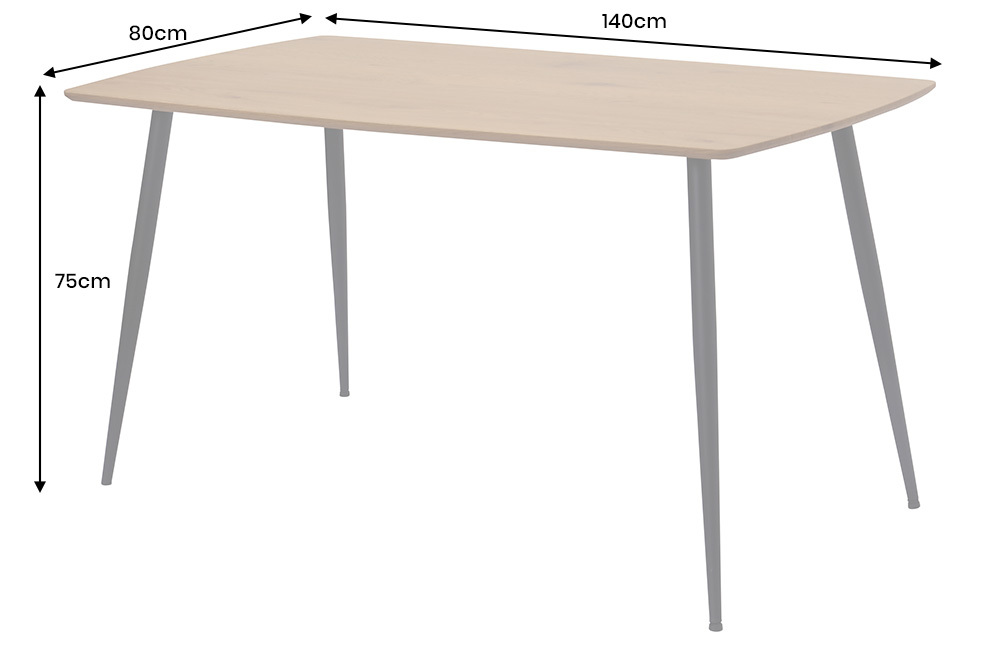 Industrial Esstisch APARTMENT 140cm natur Wildeiche schwarzes Metallgestell