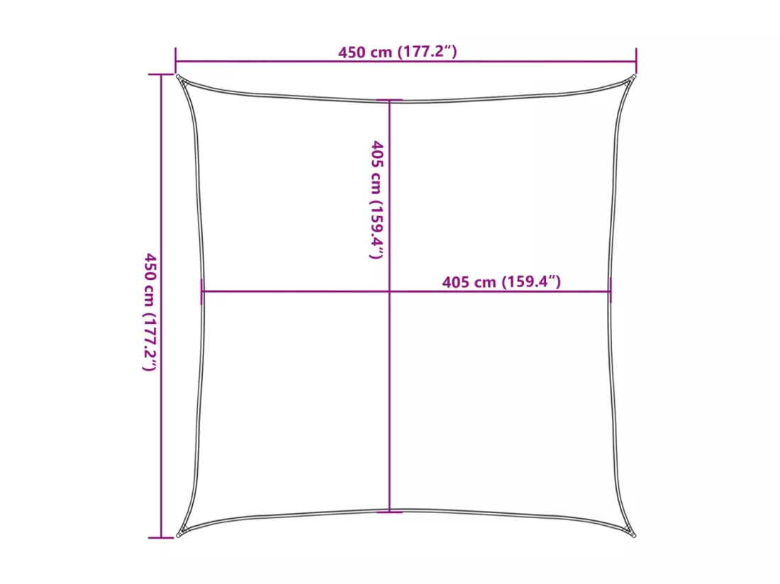 Voile d'ombrage 160 g/m² carré gris clair 4,5x4,5 m PEHD