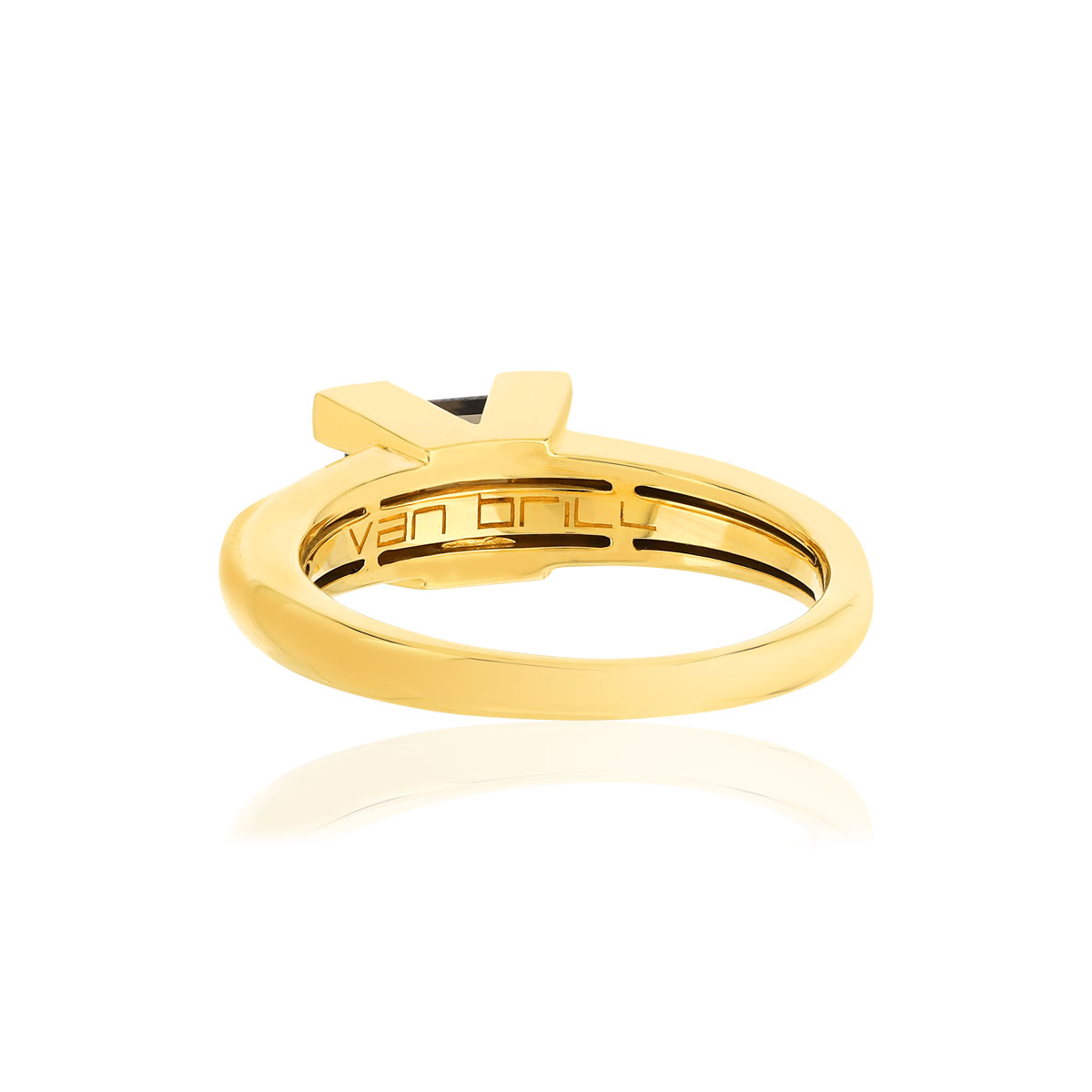 Bague VAN BRILL or jaune 750, quartz fumé, diamants.