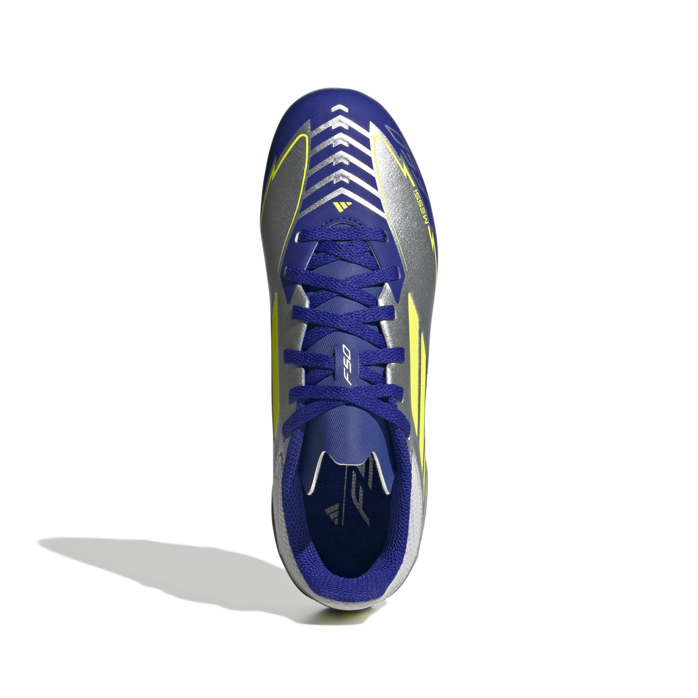 Adidas F50 Messi League Gras / Kunstgras Voetbalschoenen (MG) Kids Zilver Donkerblauw Geel