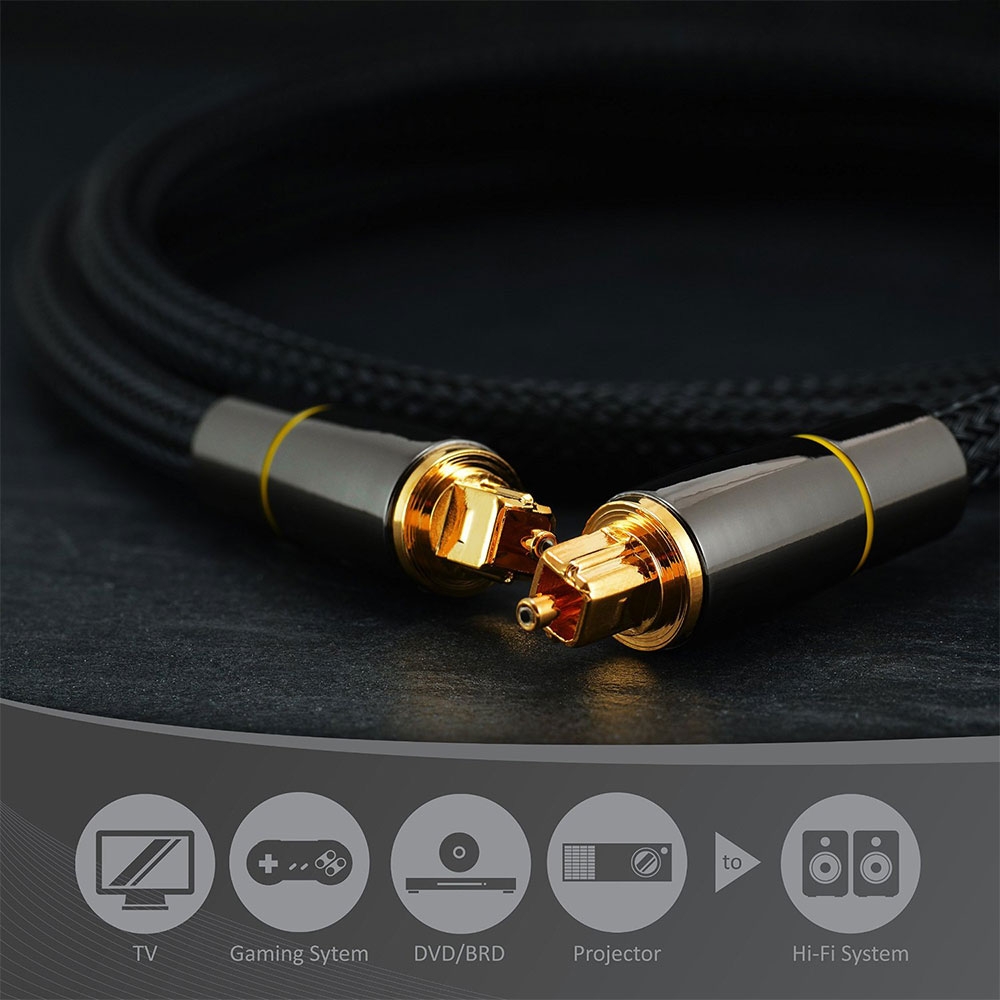 (1m) Optisches Digital Toslink Kabel SPDIF für Audiodaten - Schwarz