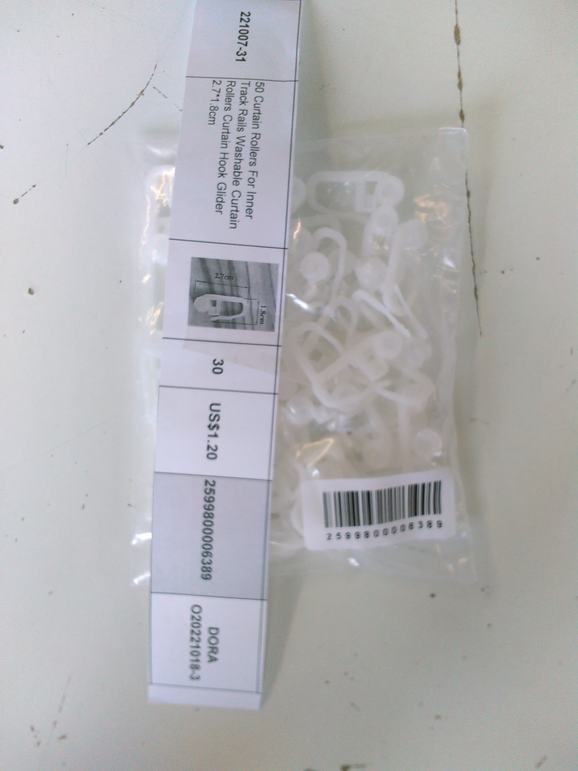 (50er Set) Gardinen Rollringe Innenlaufgleiter Halter für Vorhangschiene - Weiss