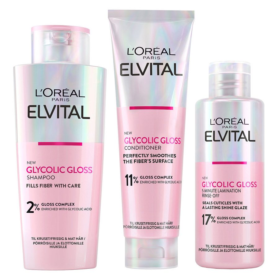 L'Oréal Paris Elvital Glycolic Gloss Trinome Bundle