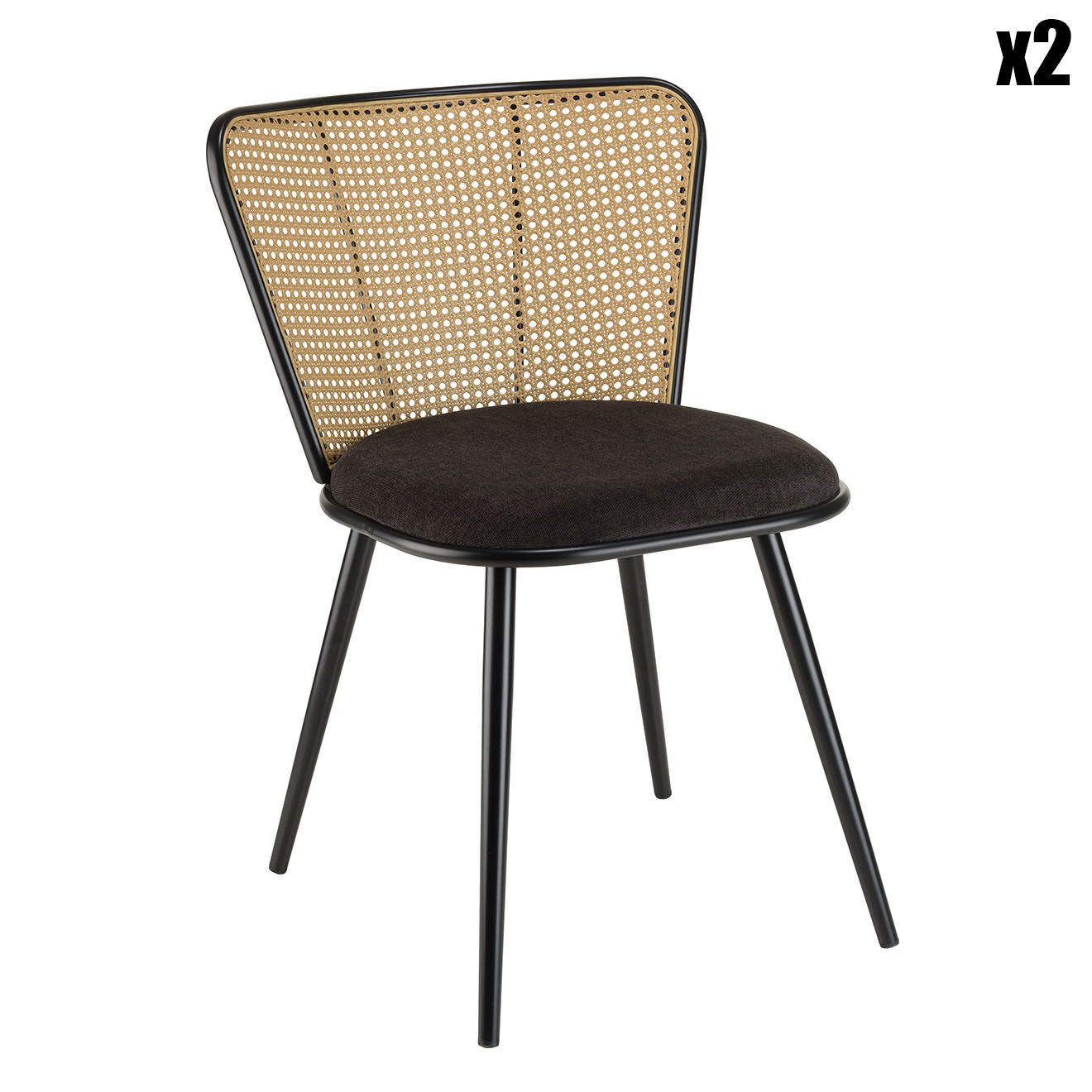 Macabane 2 Chaises Léa noires - 55x60x78 cm